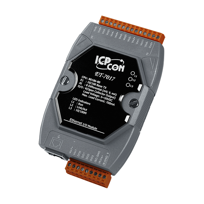 PET-7017 8-Ch Analog Input with High Voltage Protection & 4-Ch Isolated Digital Output Module