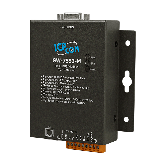 GW-7553-M PROFIBUS to Modbus TCP Gateway (with metal case)