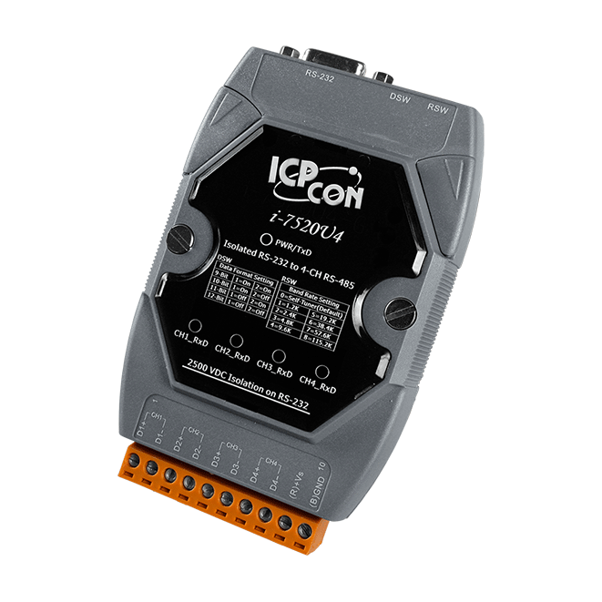 I-7520U4 Isolated RS-232 to 4 Channels RS-485 Active Hub