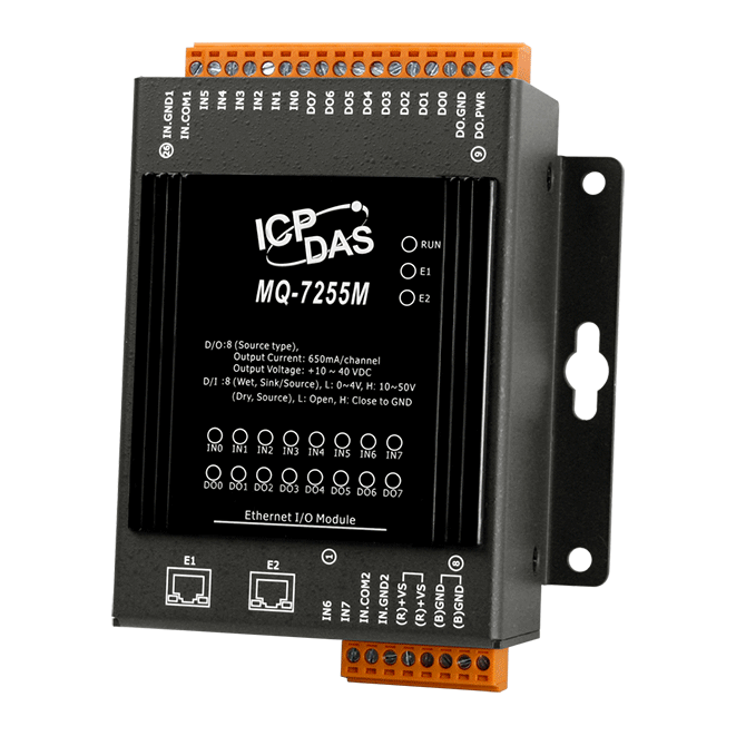 MQ-7255M MQTT I/O Module with 8-ch DI (dry, wet contact), 8-ch DO (source)