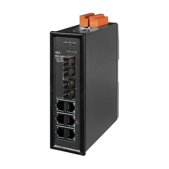 MSM-508FC-T 8-port Industrial Ethernet Layer 2 Managed Switch with 2-Fiber Port (Multi-mode, SC Connector)