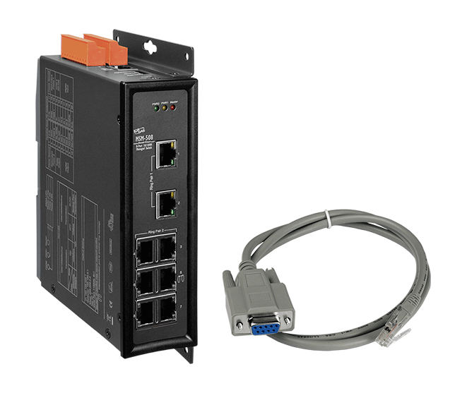 MSM-508FCS-60T 8-port Industrial Ethernet Layer 2 Managed Switch with 2-Fiber Port (Single-mode 60 km, SC Connector)