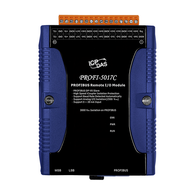 PROFI-5017C PROFIBUS Remote I/O Module with 8-channel Isolated Analog Current Input