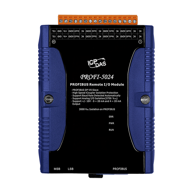 PROFI-5024 PROFIBUS Remote I/O Module with 4-channel Isolated Analog Voltage & Current Output