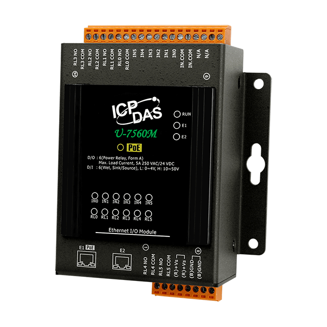 U-7560M OPC UA I/O Module with 6-ch DI, 6-ch Relay & 2-port Ethernet Switch