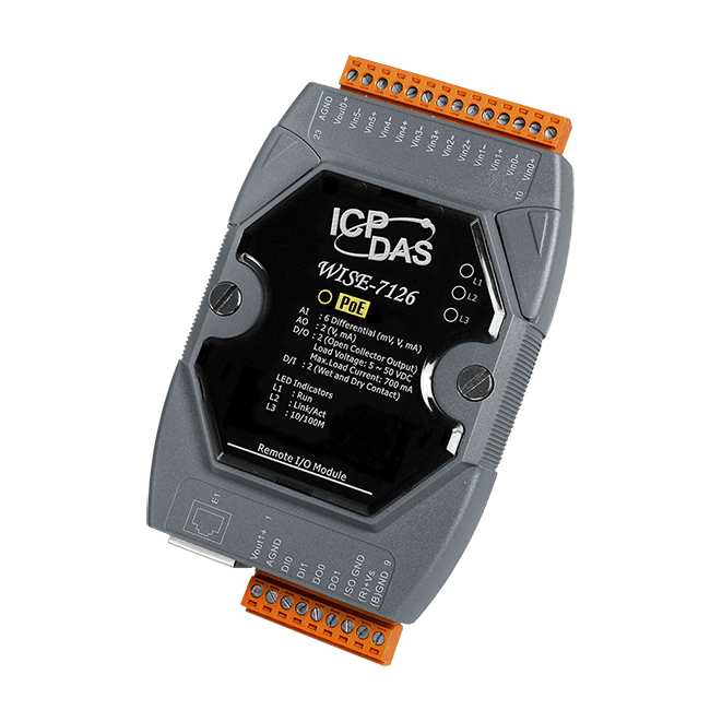 WISE-7126 Intelligent I/O Module with 6-ch AI, 2-ch AO, 2-ch DI & 2-ch DO