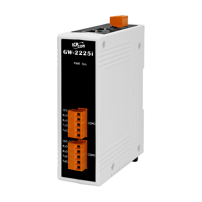 GW-2225i Modbus/TCP to RTU/ASCII Gateway with 2-port Ethernet switch & 2 Isolated RS-422/485 Ports