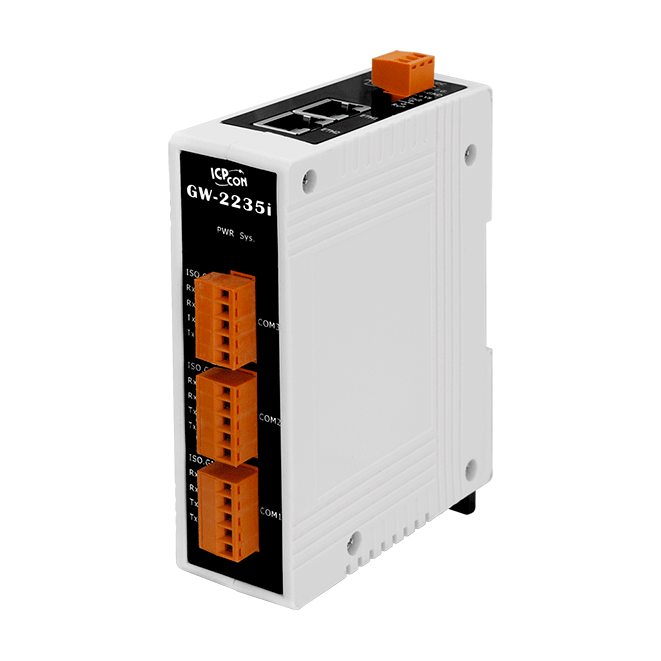 GW-2235i Modbus/TCP to RTU/ASCII Gateway with 2-port Ethernet switch & 3 Isolated RS-422/485 Ports