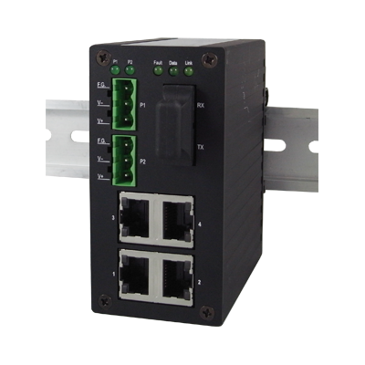 EH2305-1Fm 5-Port Unmanaged Fast Ethernet Switch with Multimode Fiber Optic, ST connector, 2 KM