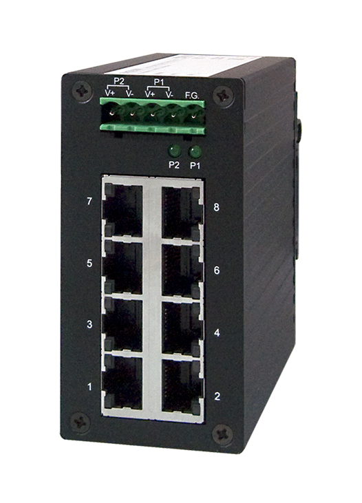 EH2308 8-Port Unmanaged Fast-Ethernet Switch, DIN-Rail mount, Metal housing