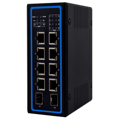 EHG6410-4PoE-2SFP-D-24V 10-Port Unmanaged Gigabit Ethernet Switch with 2 100/1000 SFP, 4 PoE,12~48VDC PoE booster