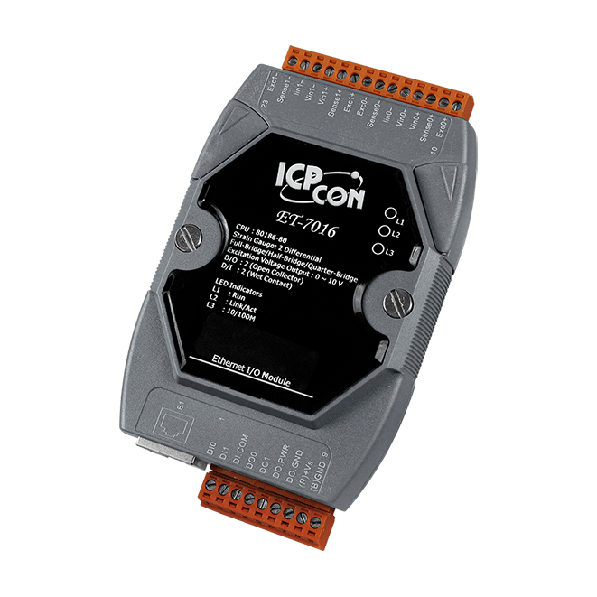 ET-7016 2-channel strain gauge, 2-channel digital input & 2-channel digital Output