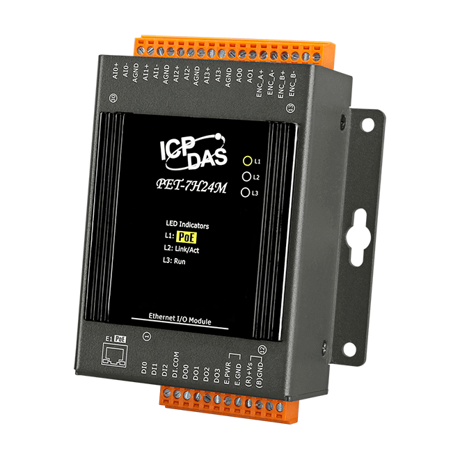 PET-7H16M Ethernet High Speed DAQ Module with 8-ch AI, 4-ch DI, 4-ch DO & PoE