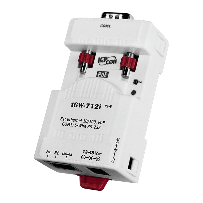 tGW-712i Tiny Modbus/TCP to RTU/ASCII Gateway with PoE & 1 Isolated RS-232 port