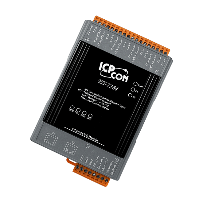 ET-7284 Ethernet I/O Module with 2-port Ethernet Switch, 4/8-ch Counter/Frequency/Encoder Input & 4-ch DO