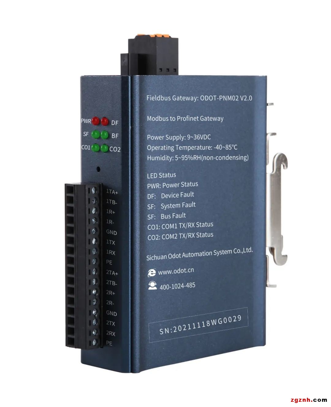 ODOT-PNM02 Modbus RTU to ProfiNET with 1 port RS485/RS232/RS422 & 1 port Profinet (aluminum alloy casing)