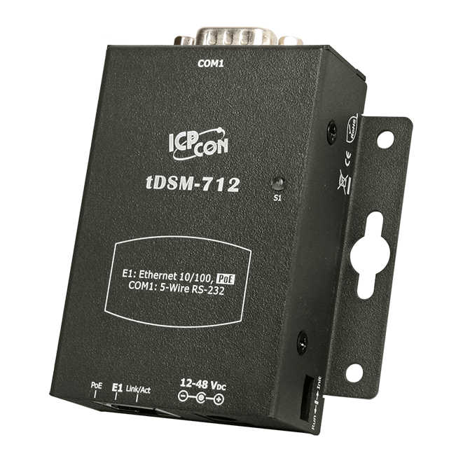 tDSM-712 Tiny (1x RS-232) Serial-to-Ethernet Device Server with PoE (Metal Case)