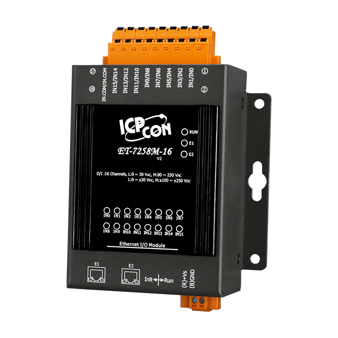 ET-7258M-16 Ethernet I/O Module with 2-port Ethernet Switch and 16-ch Isolated DI