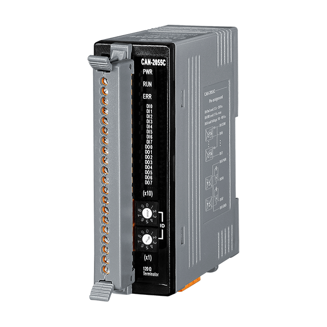 CAN-2055C CANopen I/O Module with 8-channel Isolated (Wet) Digital Input & 8-channel Isolated (Source, PNP) Digital Output