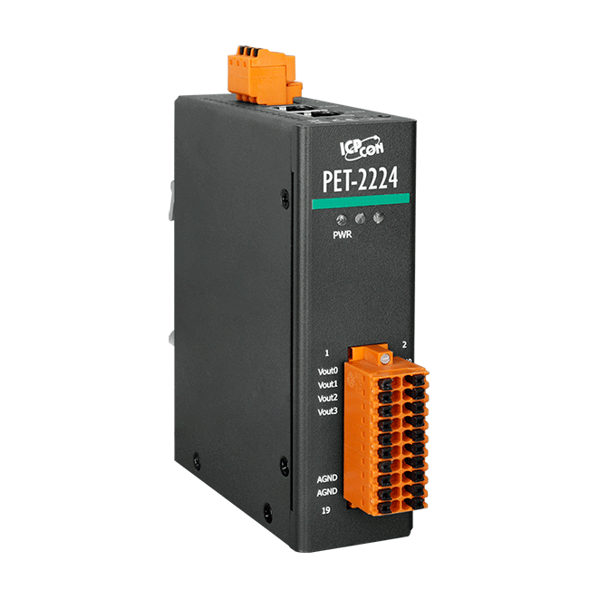 PET-2224 PoE Ethernet I/O Module, 12-bit with 4-ch Analog Output