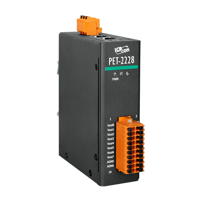 PET-2228 PoE Ethernet I/O Module, 12-bit with 8-ch Analog Output