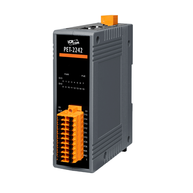 PET-2242 PoE Ethernet I/O Module with 16-ch Sink-type DO
