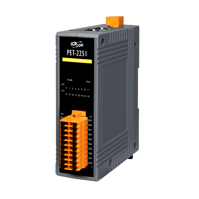 PET-2251 PoE Ethernet I/O Module with 16-ch DI