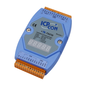 I-7527D Addressable RS-485 to 7 x RS-232/RS-485 Converter with 1 DI, 1 DO & 7-Segment LED Display