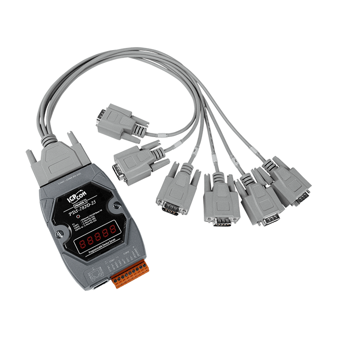 PDS-782D-25/D6 Programmable (7x RS-232 and 1x RS-485) Serial-to-Ethernet Device Server with LED Display