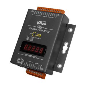 PPDSM-742D-MTCP Programmable (3x RS-232 and 1x RS-485) Serial-to-Ethernet Device Server with PoE, Modbus Gateway and LED Display (Metal Case)