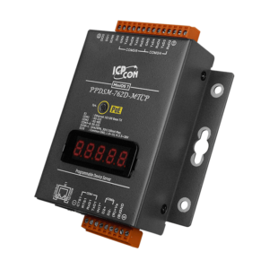 PPDSM-762D-MTCP Programmable (5x RS-232 and 1x RS-485) Serial-to-Ethernet Device Server with 1x DI, 2x DO, PoE, Modbus Gateway and LED Display (Metal Case)