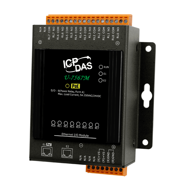 U-7567M OPC UA I/O Module with 8-channels Power Relay and 2-port Ethernet Switch