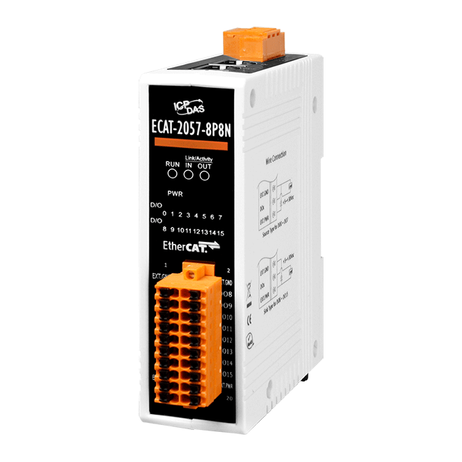 ECAT-2057-8P8N EtherCAT Slave I/O Module with Isolated 8-ch PNP-type & 8-ch NPN-type DO