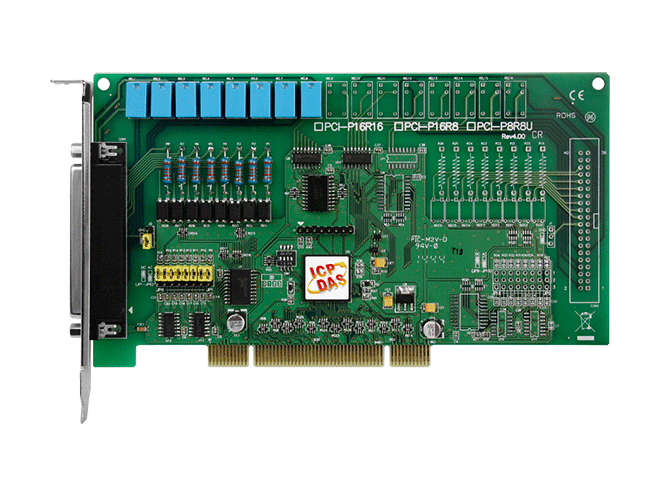 PCI-P8R8U Universal PCI, 8-ch Isolated DI and 8-ch Relay Output Board