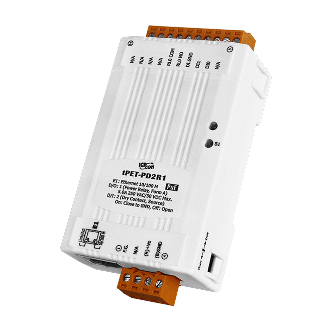 tPET-PD2R1 Tiny PoE Ethernet Module with 2-ch Dry Contact DI and 1-ch Power Relay