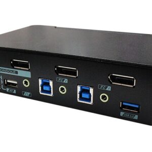 PAAG-E3112B 2 Ports 8K DisplayPort KVM Switch With USB 3.2 Gen 1, Audio & Hotkey Control