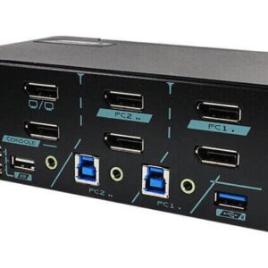 PAAG-E3122B 2 Ports 8K Dual Monitor DisplayPort 1.4 KVM Switch With USB 3.2 Gen 1, Audio & Hotkey Control
