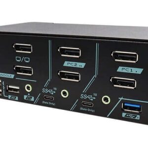 PAAG-ET3122B 2 Ports Dual Monitor 8K DisplayPort 1.4 KVM Switch With USB 3.2 Gen 2, Audio, & Hotkey Control for Gaming