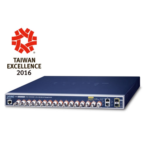 LRP-1622CS 16-port Coax + 2-port 10/100/1000T + 2-port 100/1000X SFP Long Reach PoE over Coaxial Managed Switch