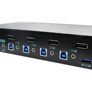 PAAG-E3114B 4 Ports 8K DisplayPort 1.4 KVM Switch With USB 3.2 Gen 1, Audio, Hotkey Control