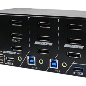 PAAG-E3132B 2 Ports 8K Triple Monitor DisplayPort 1.4 KVM Switch With USB 3.2 Gen 1, Audio & Hotkey Control
