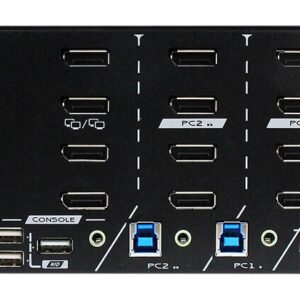 PAAG-E3142B 2 Ports 8K Quad Monitor DisplayPort 1.4 KVM Switch With USB 3.2 Gen 1, Audio, Hotkey Control