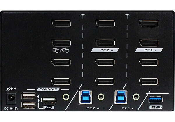 PAAG-E3142B 2 Ports 8K Quad Monitor DisplayPort 1.4 KVM Switch With USB 3.2 Gen 1, Audio, Hotkey Control