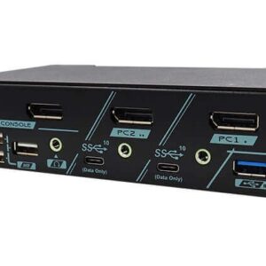 PAAG-ET3112B 2 Ports 4K 144Hz DisplayPort 1.4 KVM Switch With USB-C 3.2 Gen 2, Audio Switching, Hotkey Control