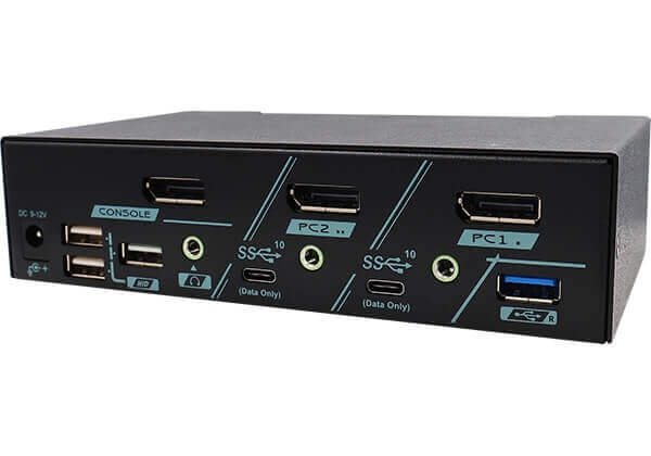 PAAG-ET3112B 2 Ports 4K 144Hz DisplayPort 1.4 KVM Switch With USB-C 3.2 Gen 2, Audio Switching, Hotkey Control