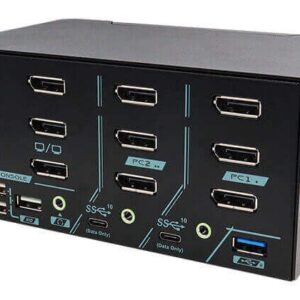 PAAG-ET3132B 2 Ports Triple Monitor 8K DisplayPort 1.4 KVM Switch for PC & Game Consoles