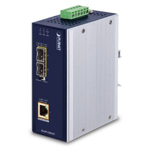 IGUP-1205AT Industrial 2-Port 100/1000X SFP to 1-Port 10/100/1000T 802.3bt PoE++ Media Converter