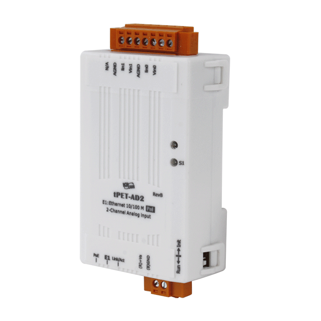 tPET-AD2 Tiny PoE Ethernet Module with Isolated 2-ch Analog Input