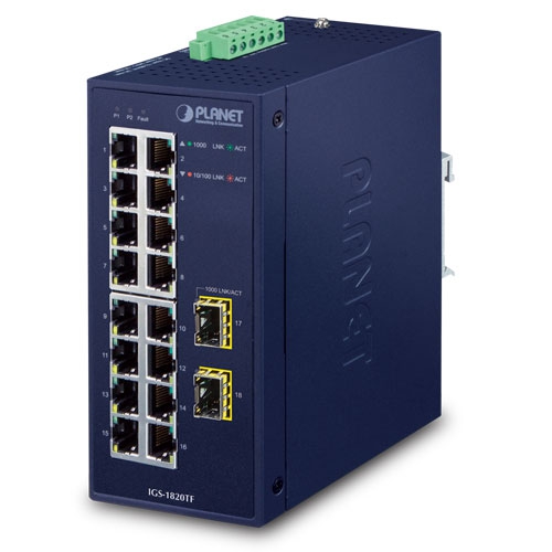 IGS-1820TF Industrial 16-Port 10/100/1000T + 2-Port 1000X SFP Ethernet Switch