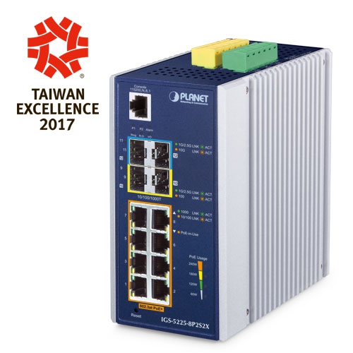 IGS-5225-8T2S2X Industrial L3 8-Port 10/100/1000T + 2-Port 1G/2.5G SFP + 2-Port 10G SFP+ Managed Ethernet Switch